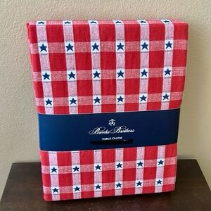 Brooks Brothers Americana Tablecloth 60”x104” July 4th Oblong New Plaid Stars